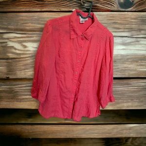 Snap-Up 3/4 Length Linen Shirt​